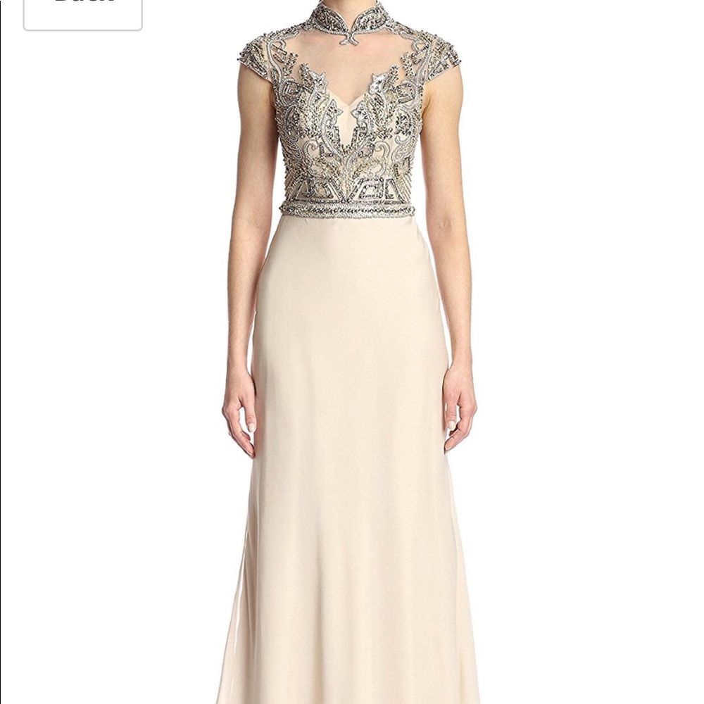 NWOT Terani Couture Cap Sleeve Evening Bridal Prom Gown